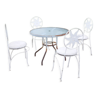 Garden furniture of the 70s wrought iron glass