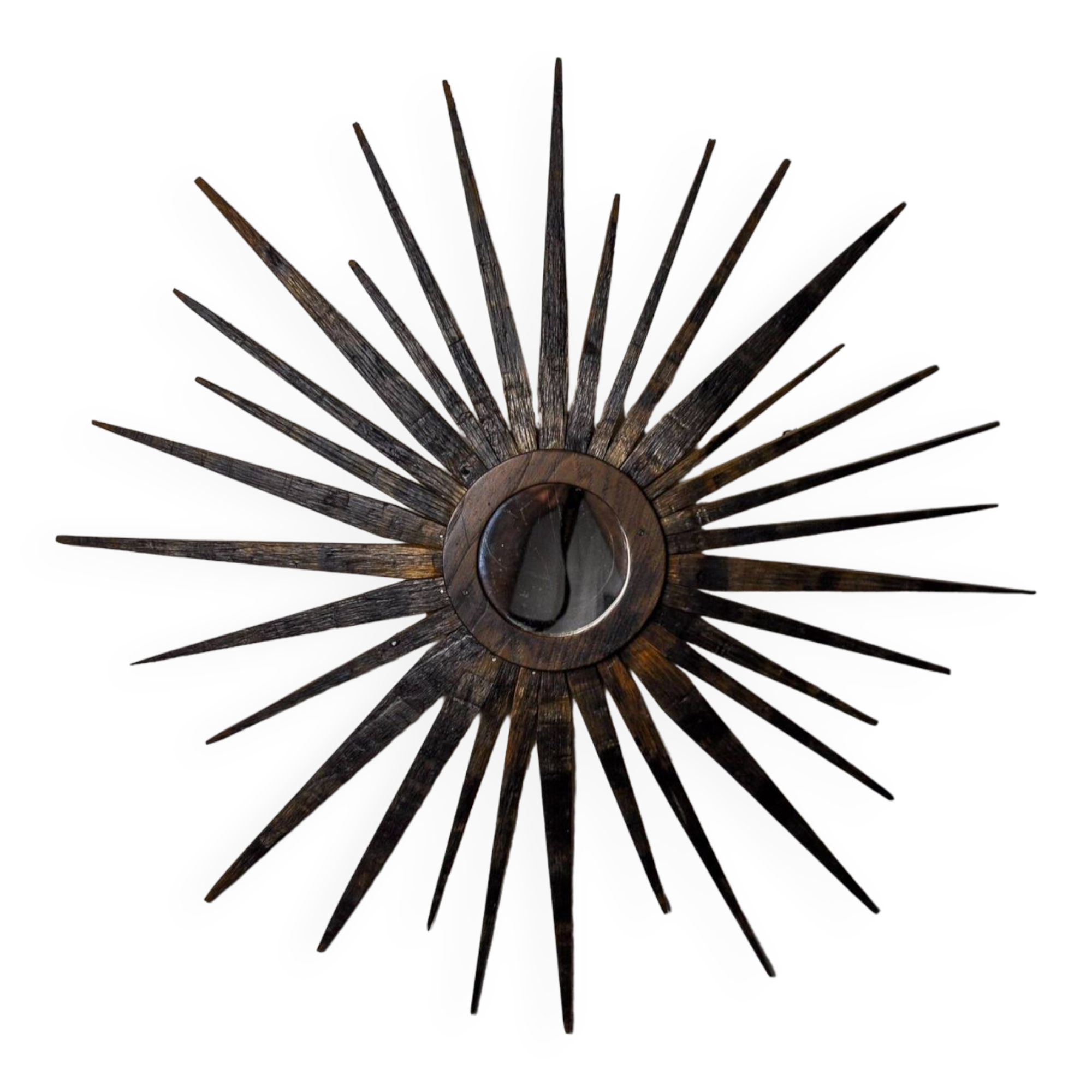 XL wooden sun mirror, France, 1960, 80 cm