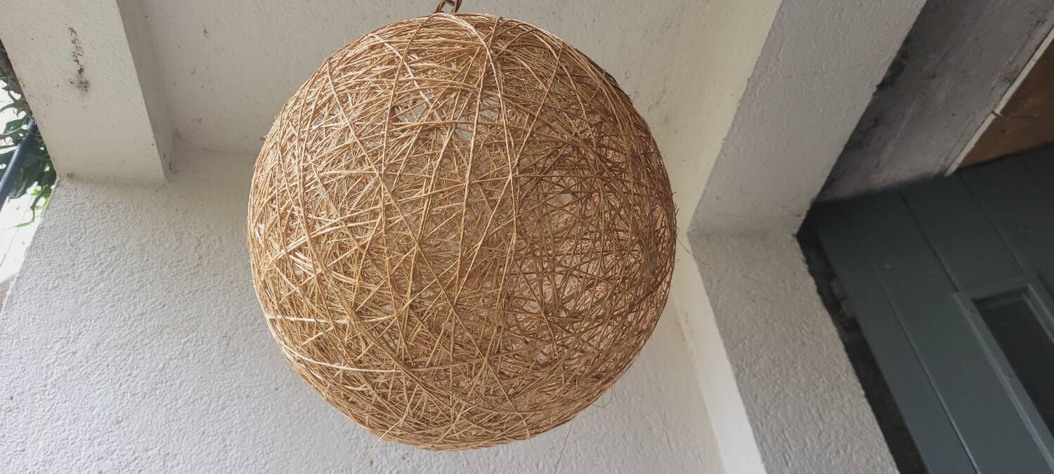 70's sisal pendant light