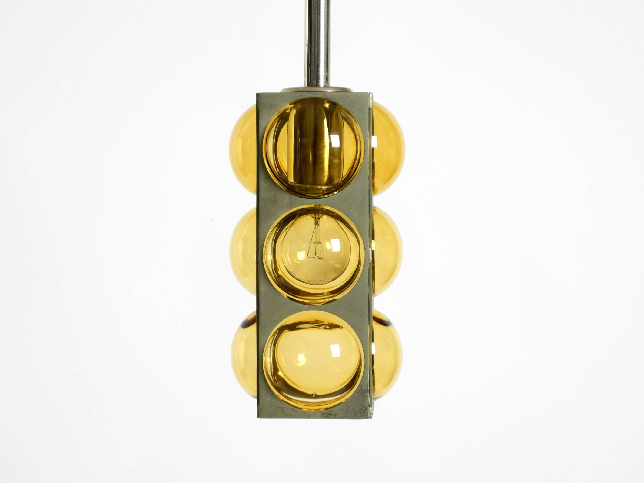 1960s Space Age pendant lamp by Temde made of glass and nickel-plated metal
