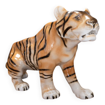 Large porcelain tiger ROYAL DUX – Czechoslovakia - Art Deco 1930