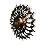 1960s SCONCE mid century sunburst brutalist black iron and copper colored