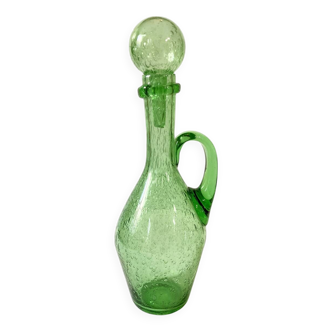 Biot green bubble glass carafe