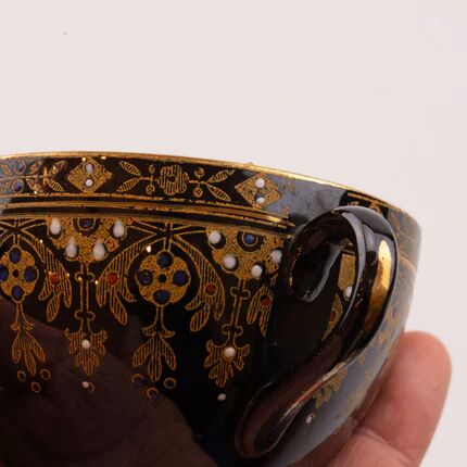 Coffee or tea service Sarreguemines Rockingham black and gold - 26 pieces