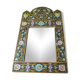 Miroir bois encadrement fixé sous verre floral 30x52cm