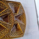 Art Deco style oyster or appetizer tray, French ceramic