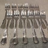 12 silver-plated metal cake forks by Ercuis Valencay silversmiths