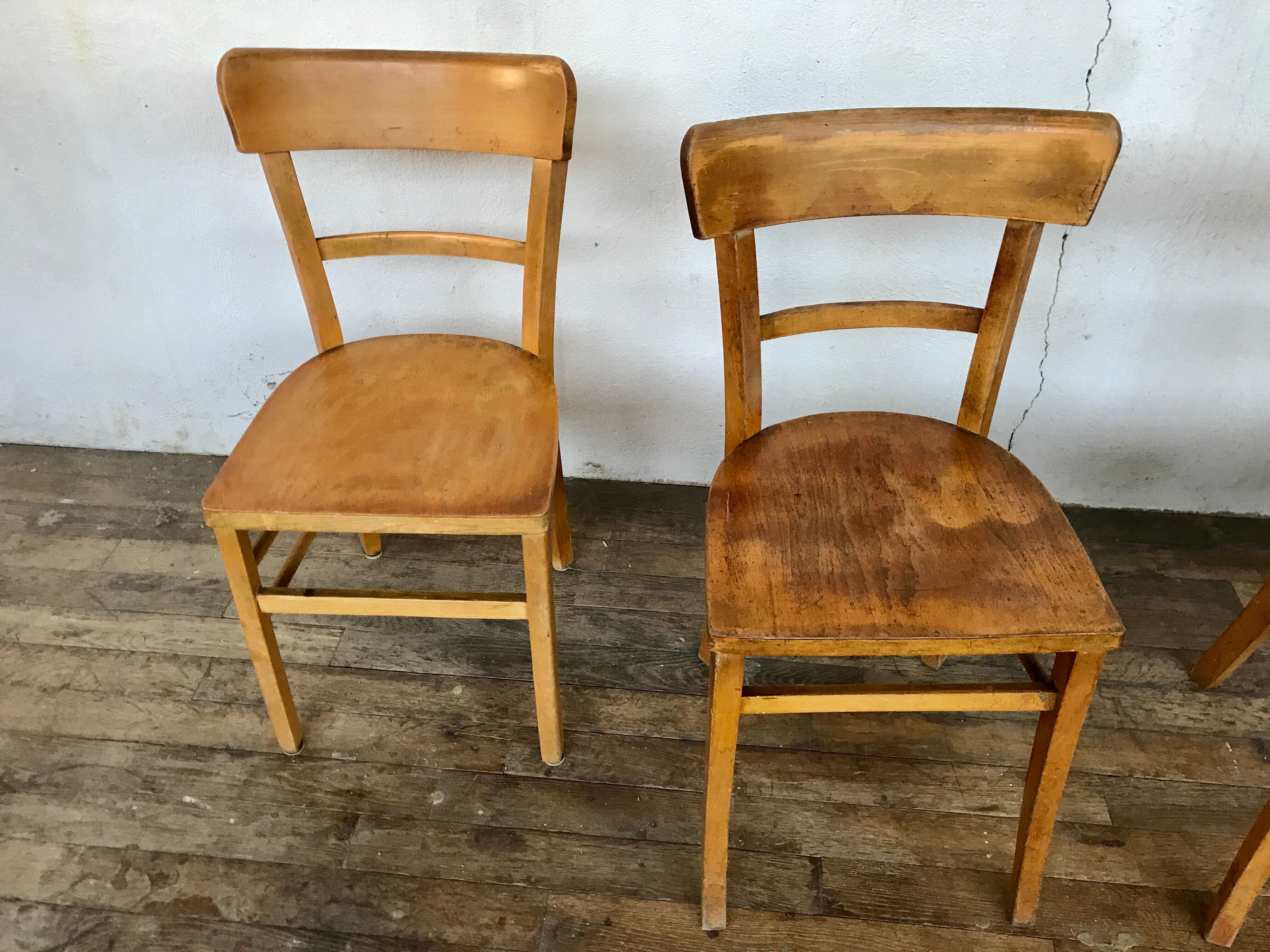 Série 4 chaises en bois troquet bistrot brasserie vintage 1950