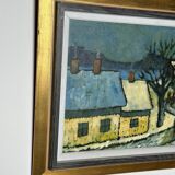 Mid Century Danish Oil on Panel – Winter Landscape – Erik Hilströml