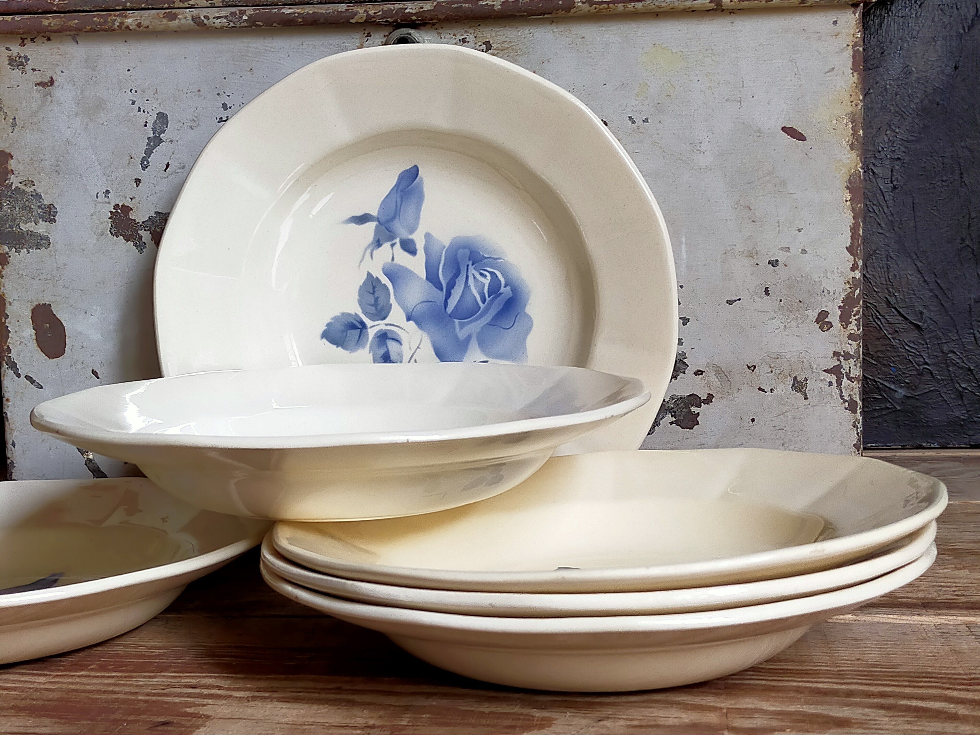 Six earthenware plates of Digoin and Sarreguemines 40s