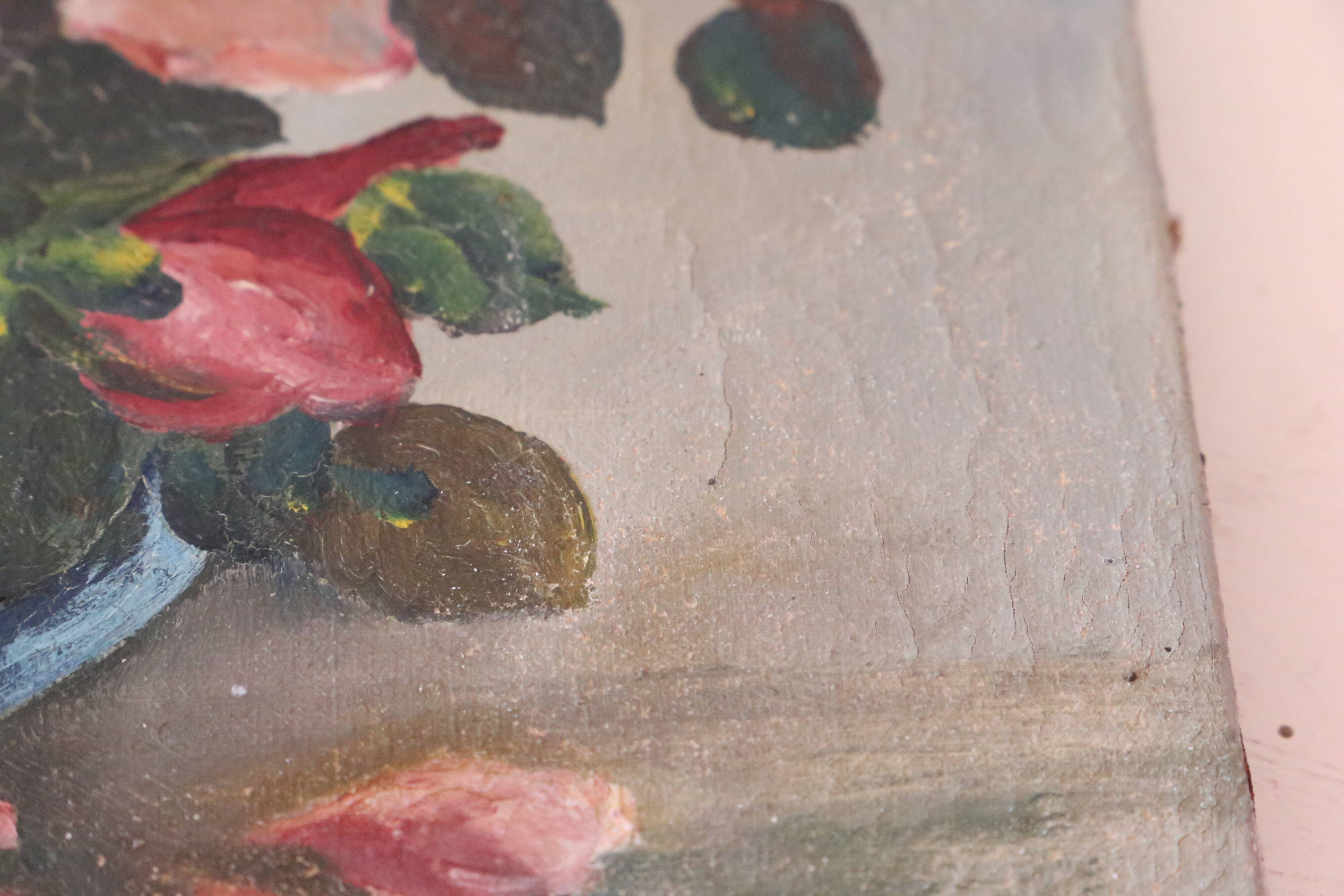 Painting bouquet of flowers, still life, signed Louis Andrey, oil on canvas, mid-twentieth