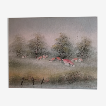 Oil on canvas Autumn Landscape signed W. Eaton XXth