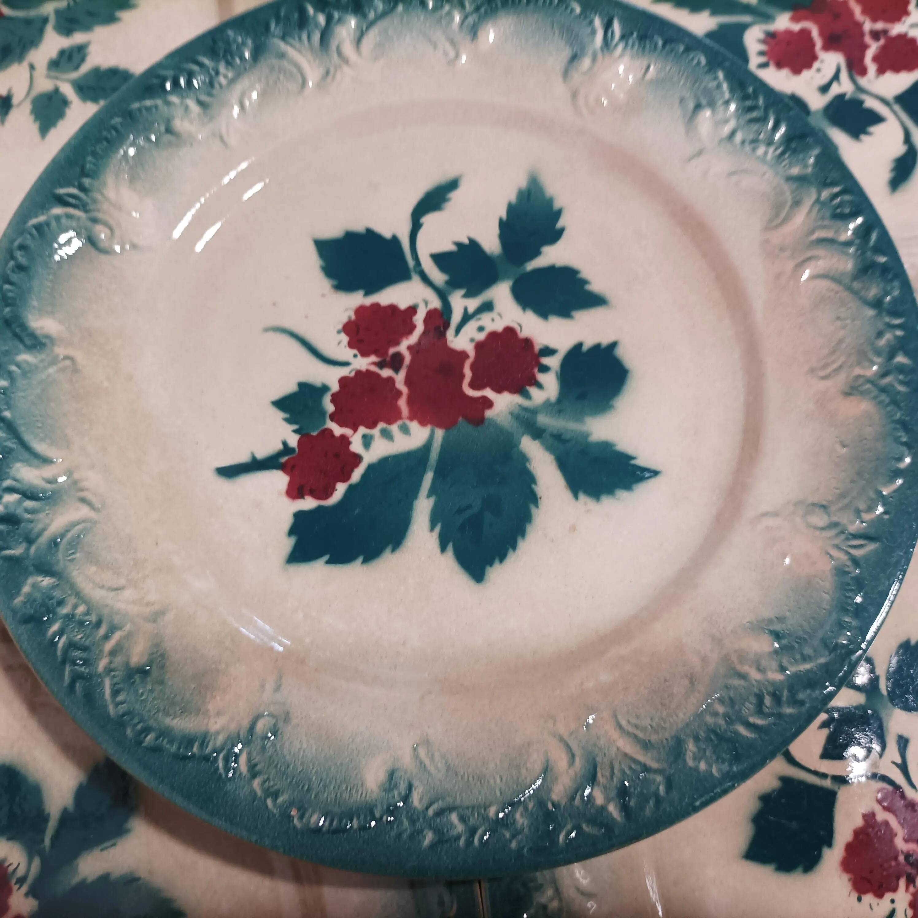 Set of 5 vintage dessert plates Faïencerie de Castres Model Fruits
