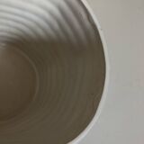 White stamped glazed earthenware pottery planter