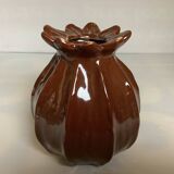 Brown ceramic corolla vase