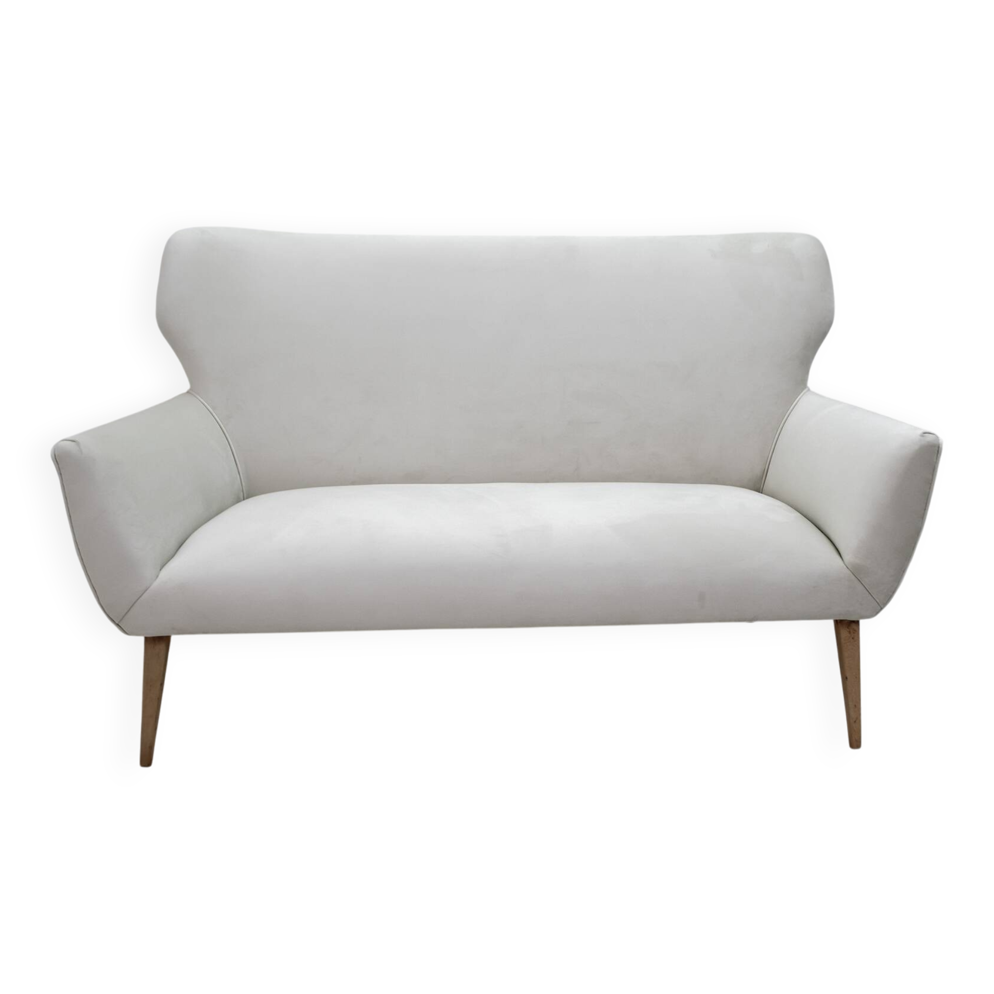After Gio Ponti Mid-Century Modern Italian Velvet Small Sofa, 1950s