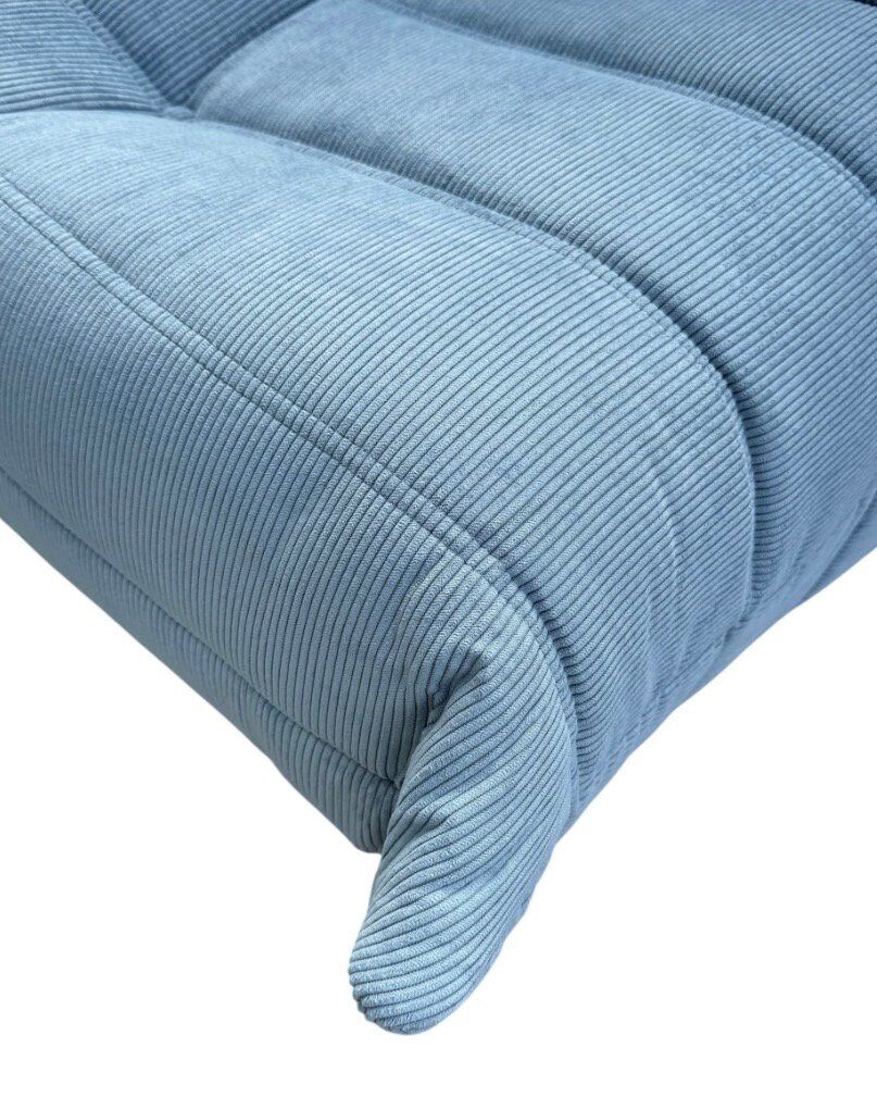 Togo lounge chair in light blue corduroy by Michel Ducaroy for Ligne Roset