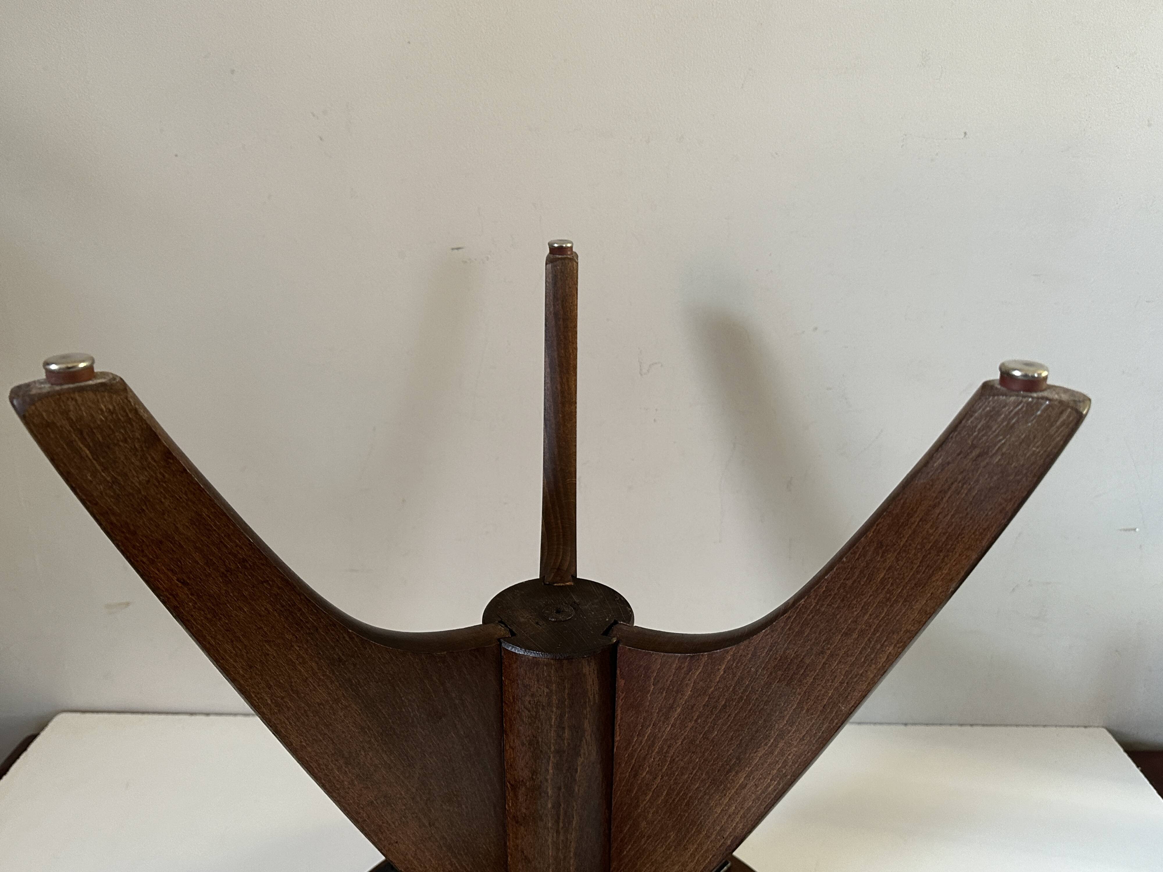 Vintage 60s tripod oak stool