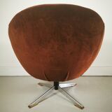 Mid Century 1960s/70s Brown Swivel Tub Chair