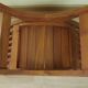 Solid Wood Curule Stool Vintage French Curved Slatted Seat Mid Century