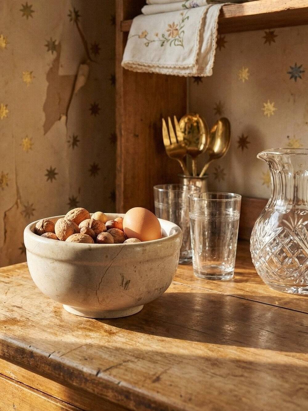 Bowl, empty porch or decorative bowl in vintage 20th-century natural marble.