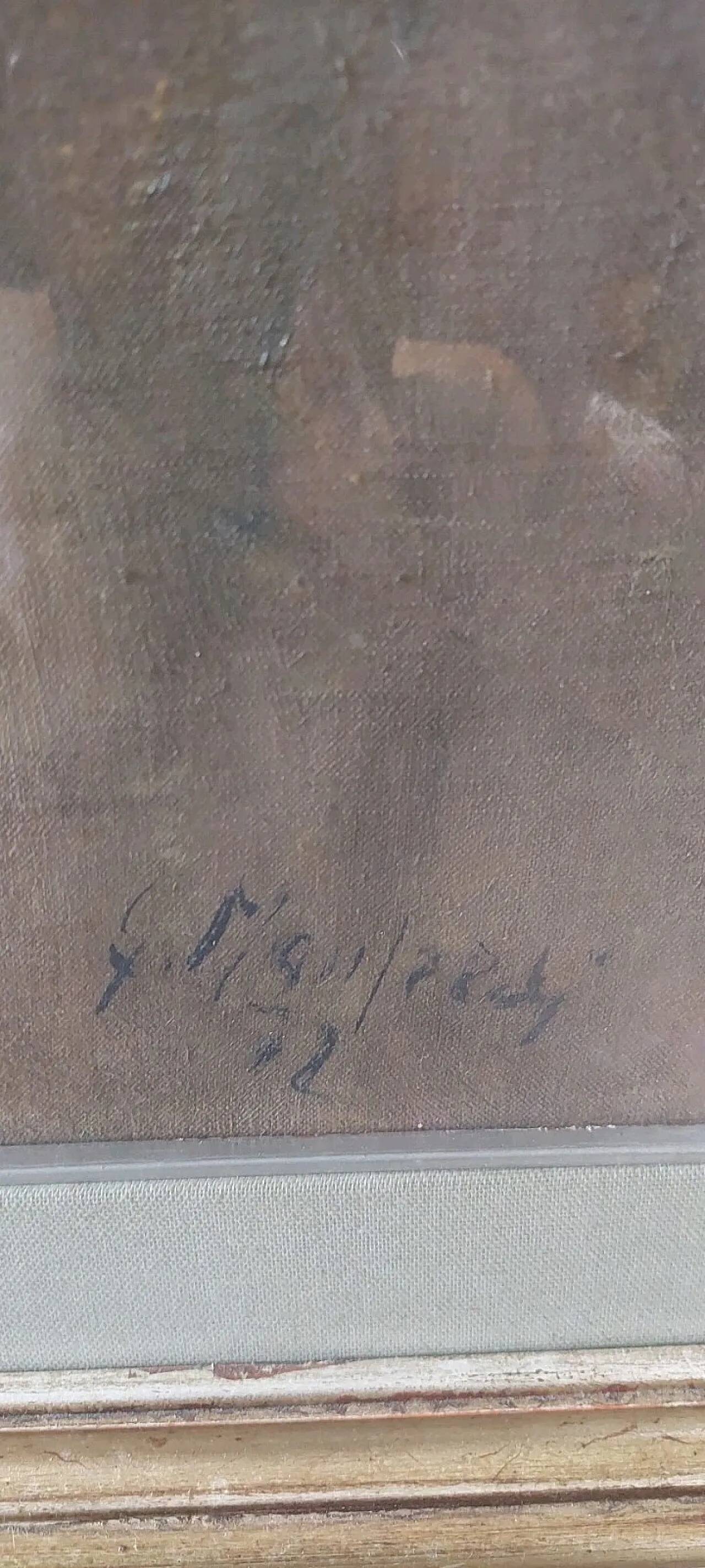 Still life by Giuseppe Manfredi, oil on cardboard, 20th century