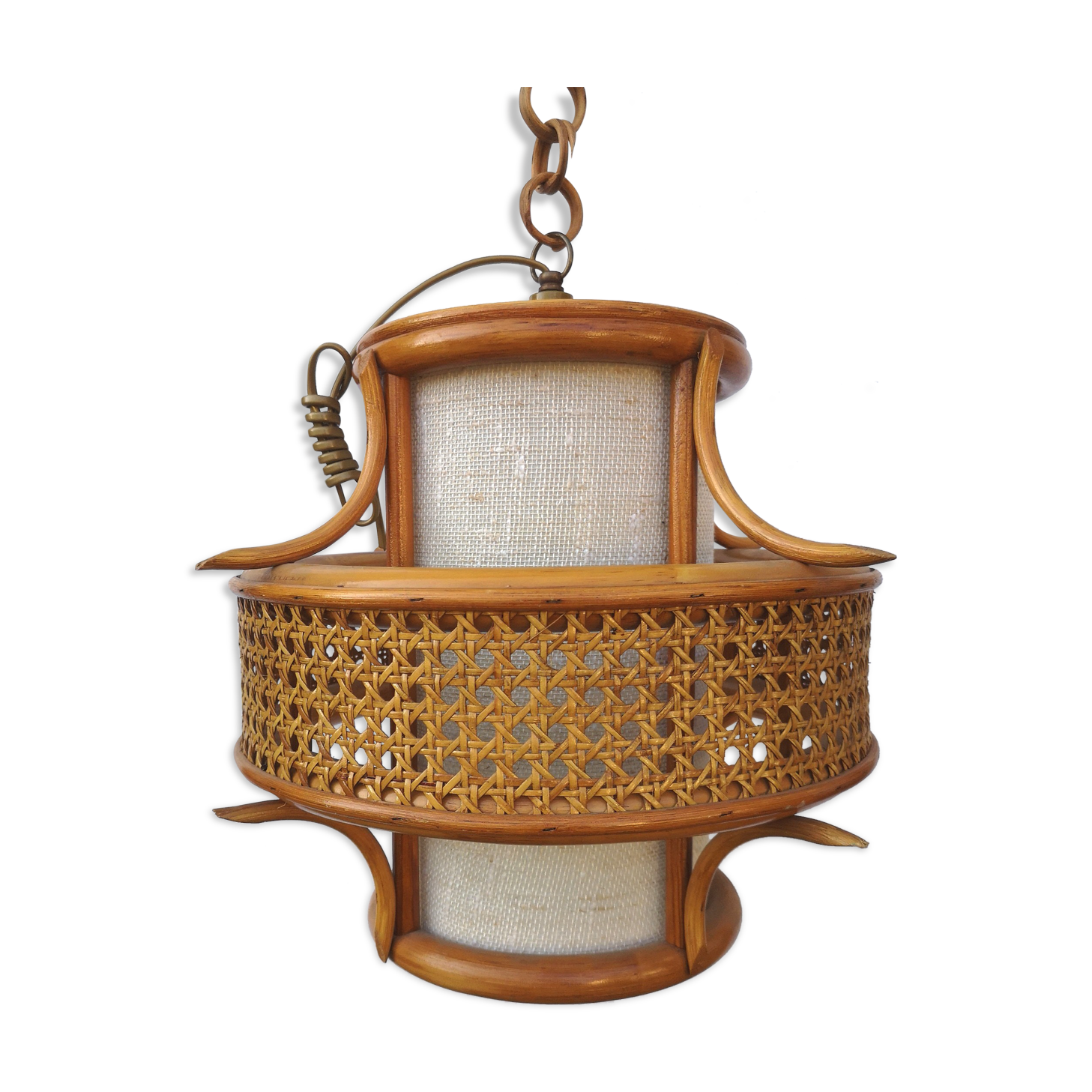 Vintage rattan and canning chandelier