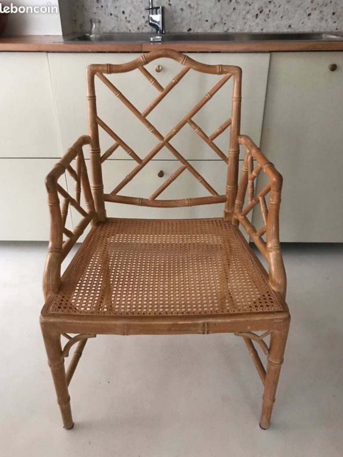50s bamboo wood armchair