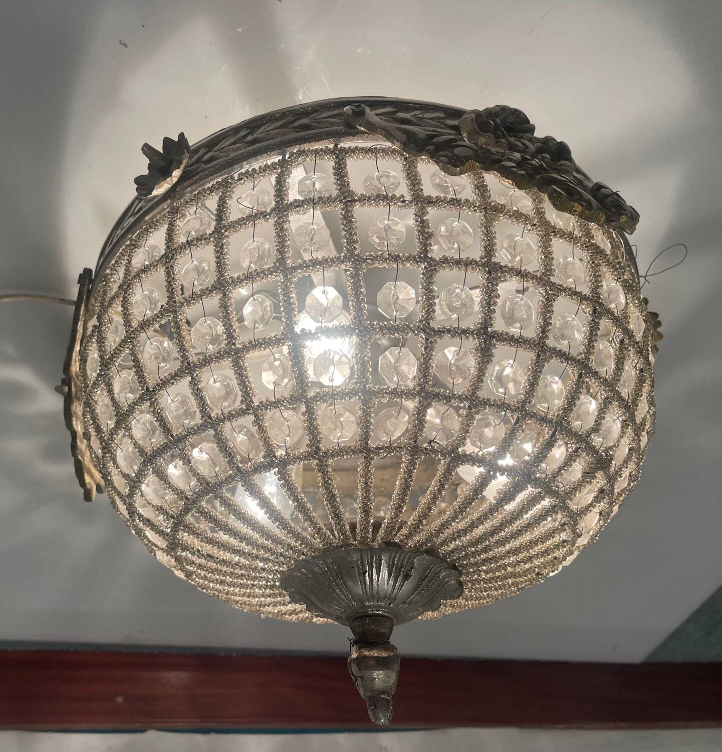 Crystal Beaded Flushmount 1980’s