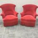 Pair of fringed crapaud armchairs