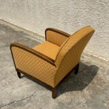 Art deco armchair in wood and fabric
