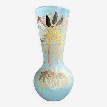 Enamelled blue vase - Enameled Art Nouveau
