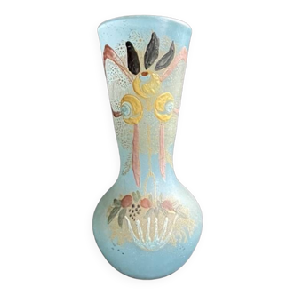 Enamelled blue vase - Enameled Art Nouveau