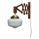 Wall lamp retractable base white opaline globe