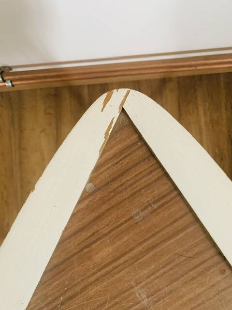 Arthur Umanoff white and wood tripod coffee table