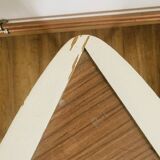 table basse tripode blanche et bois Arthur Umanoff