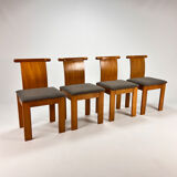 Set of 4 Italian Design Birchwood Dining Chairs, 1970s