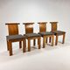 Set of 4 Italian Design Birchwood Dining Chairs, 1970s