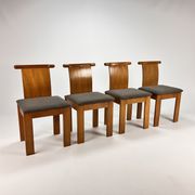Set of 4 Italian Design Birchwood Dining Chairs, 1970s