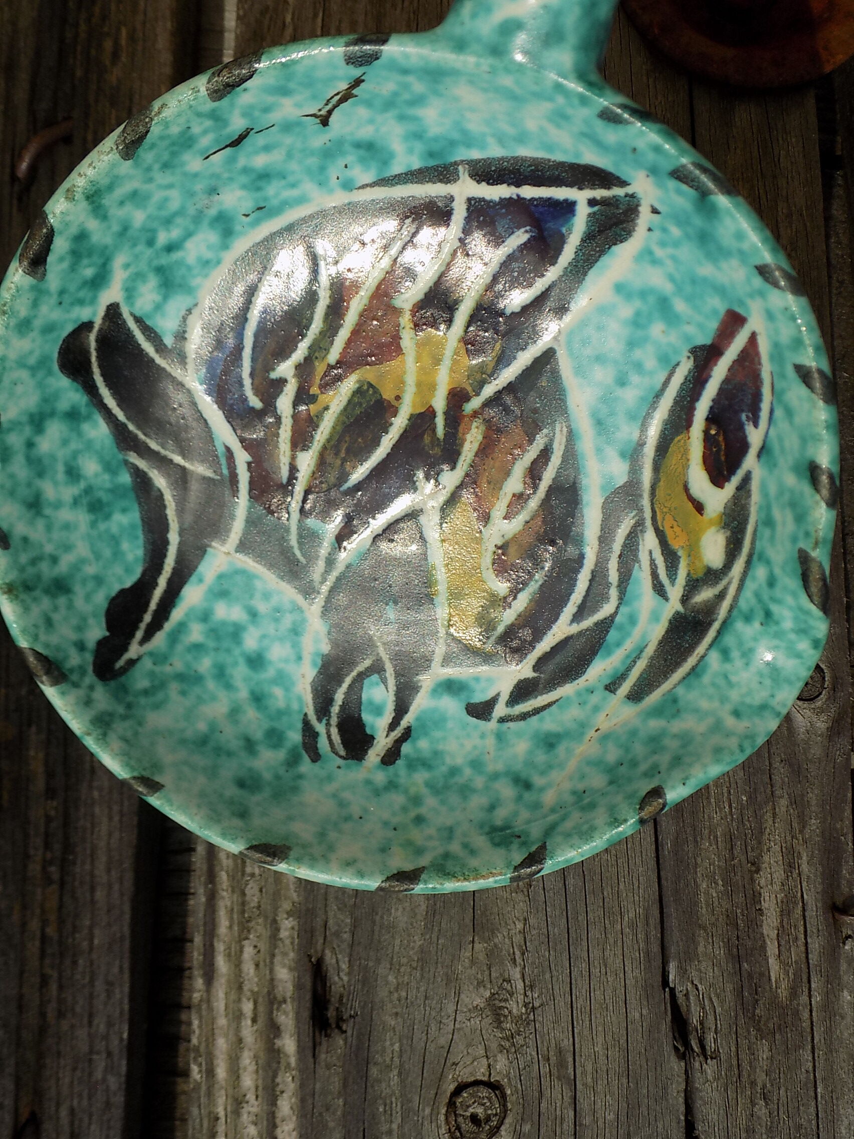 Vallauris fondue pot signed Borty, 1960s