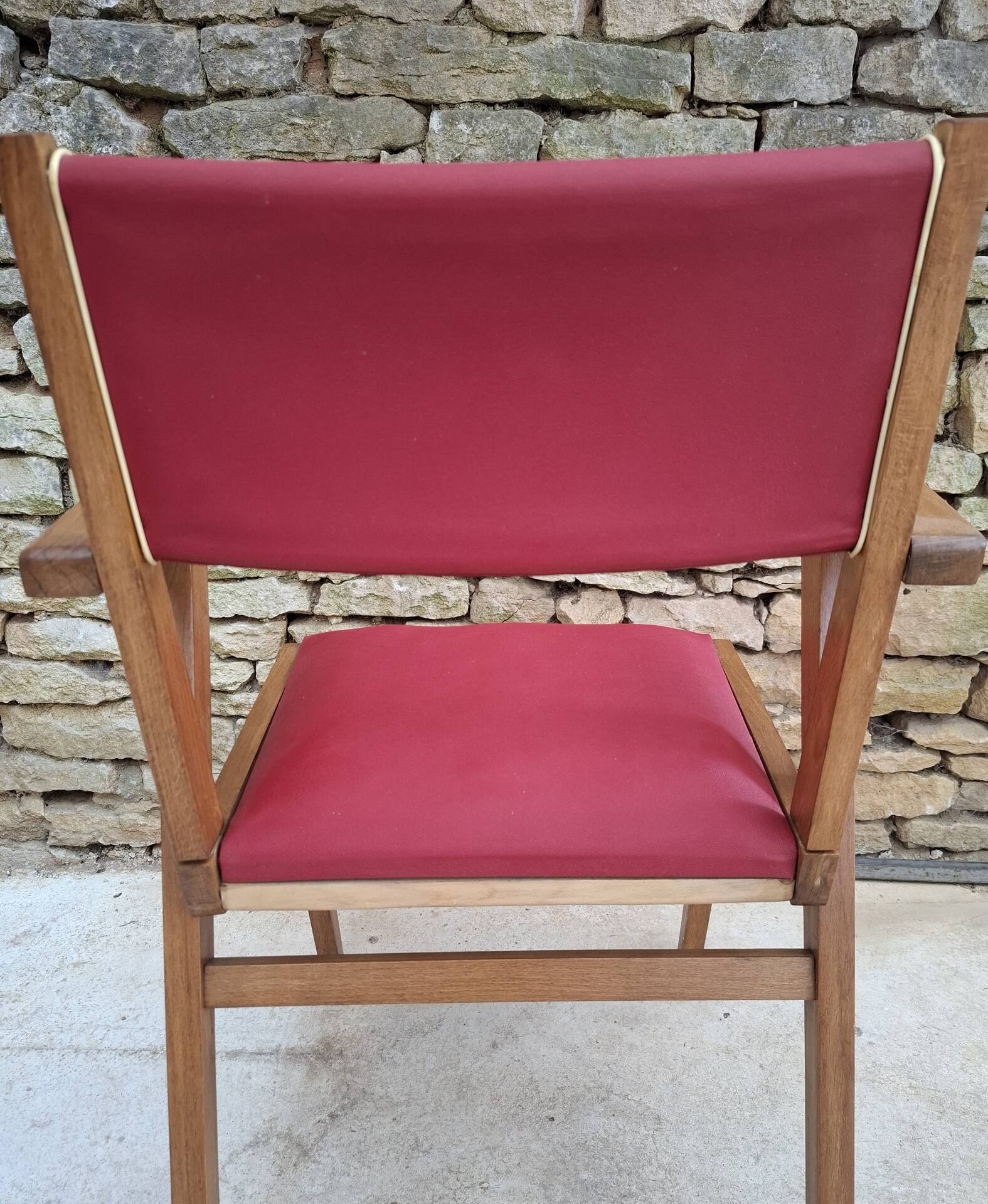 Fauteuil en hêtre et skaï