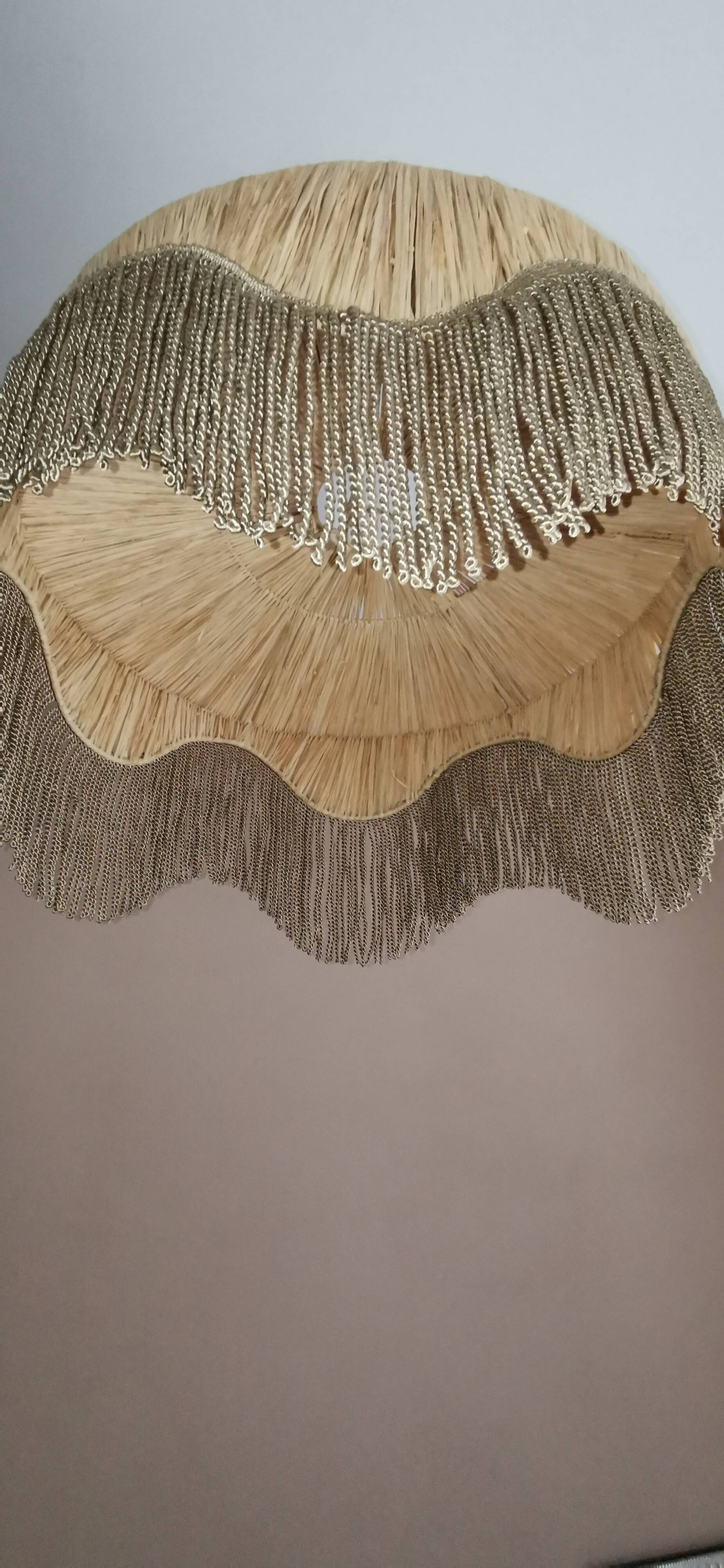 Abat jour de suspension à franges en Rafia