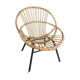 Old vintage metal foot rattan chair