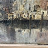 Oil on canvas "View of the city on the canal" by Franck BOGGS 19th century