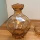 Carafe and 5 pink glass liqueur glasses with a gold rim 2008123