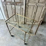 Vintage brass rolling bar cart