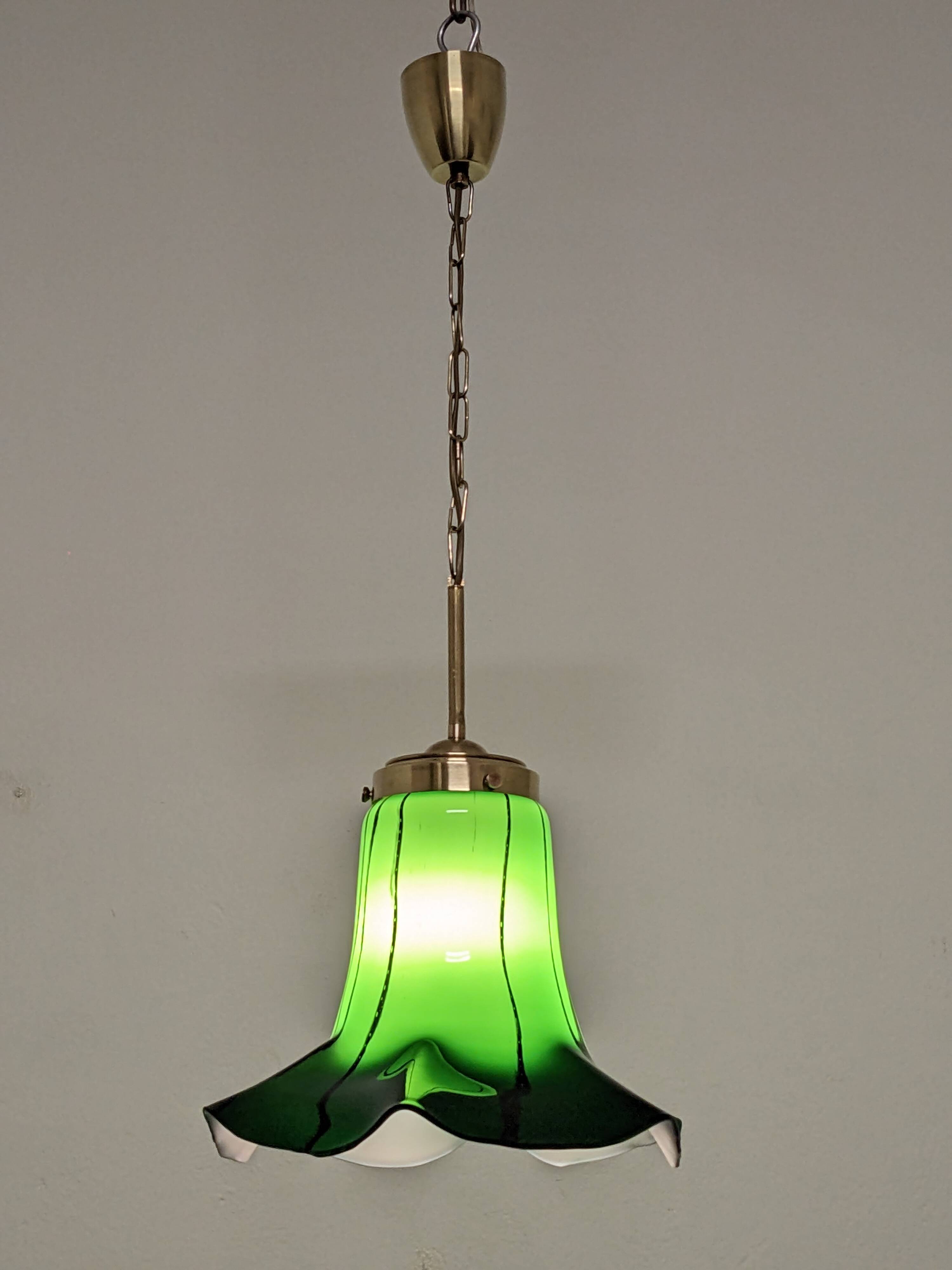 Art Nouveau style Murano glass pendant light, Italy circa 1950