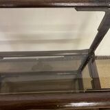 Rattan and smoked glass bookcase shelf