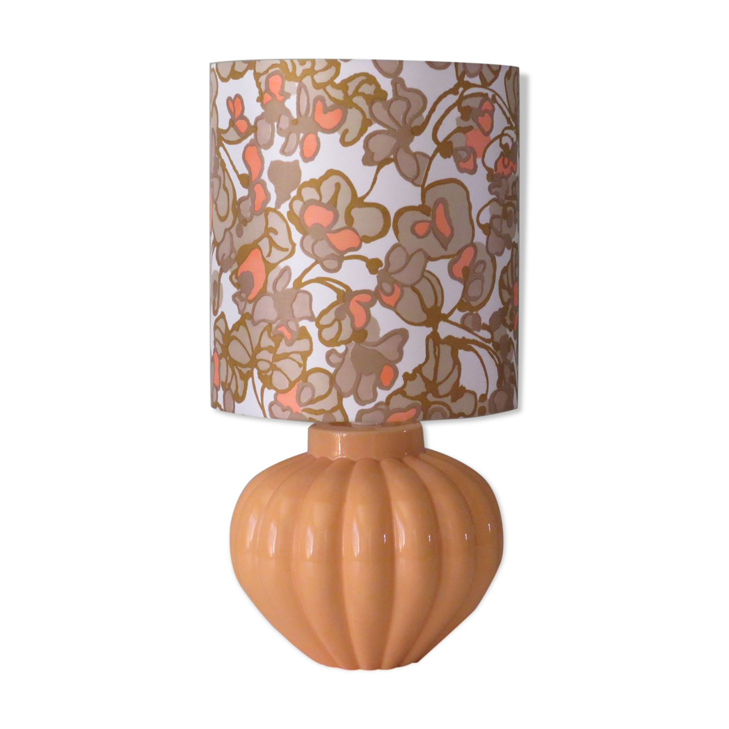 Vintage French ceramic table lamp with custom lampshade.