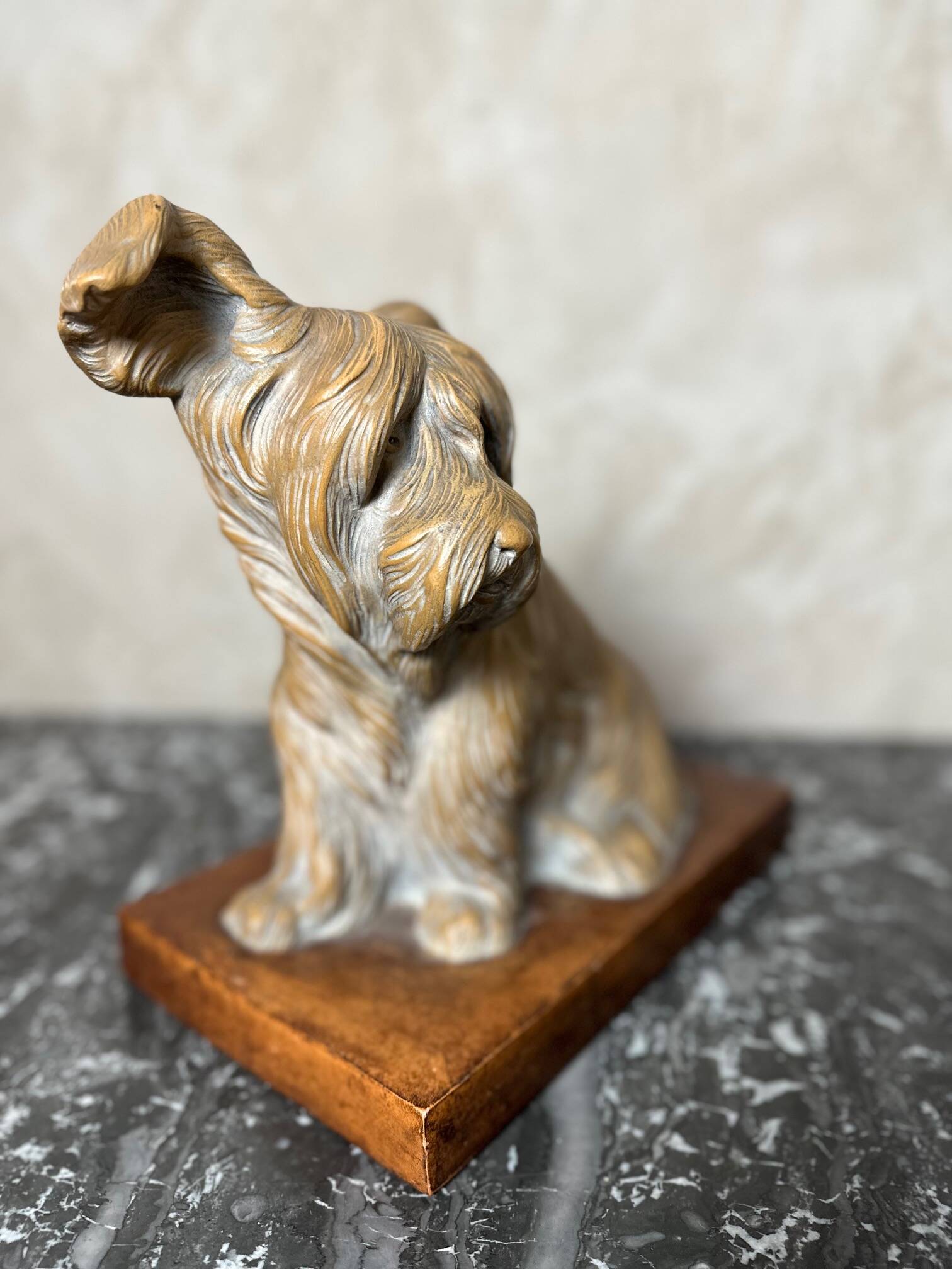 Terracotta dog signed R. Pollin
